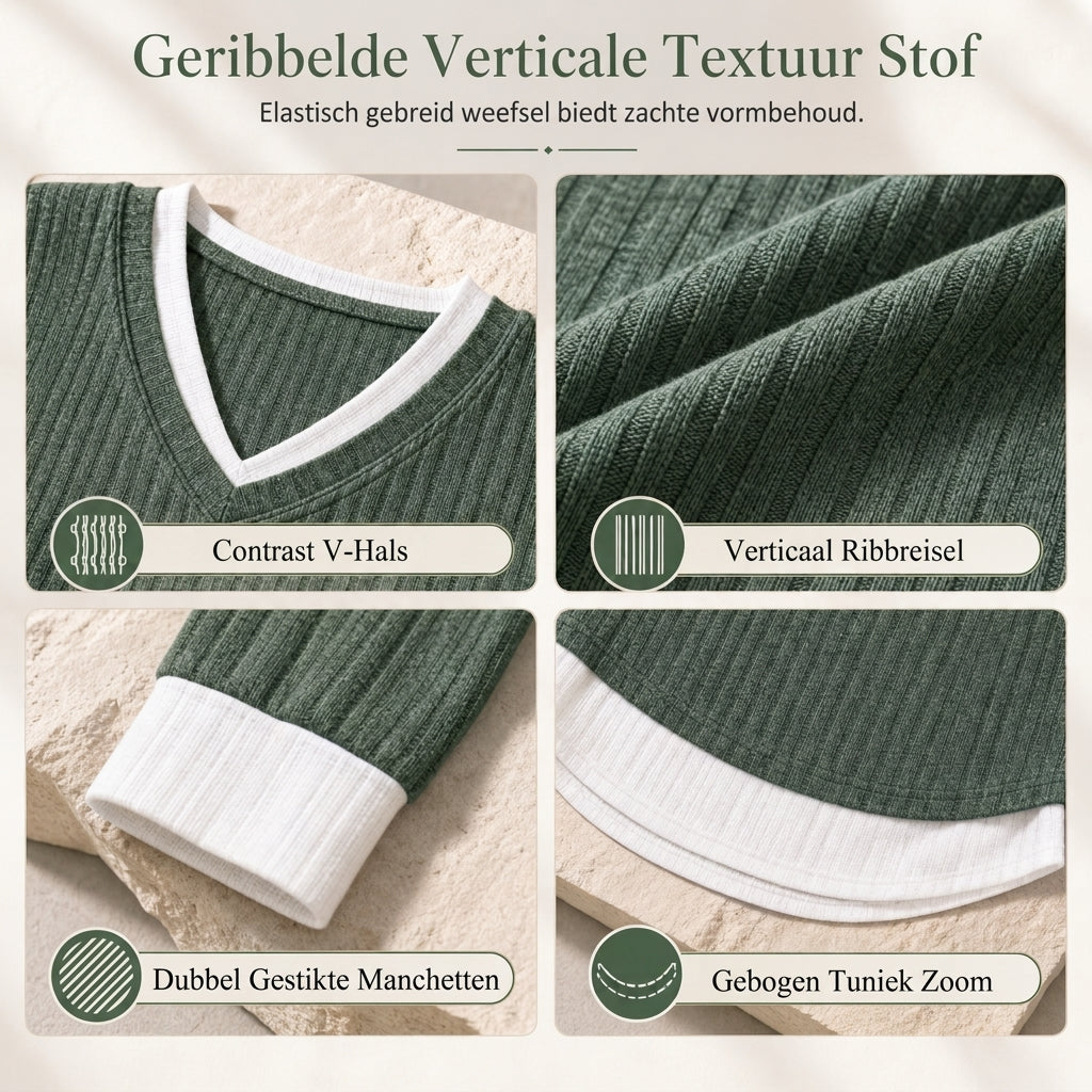 🔥Populair product ！✨Nep tweedelig gelaagd gebreide trui, casual pullover top