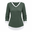 🔥Populair product ！✨Nep tweedelig gelaagd gebreide trui, casual pullover top