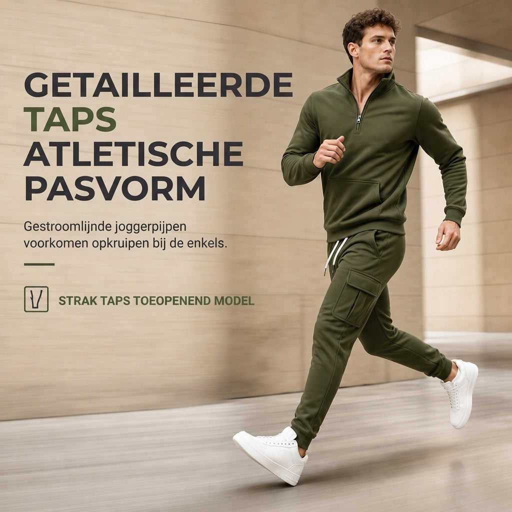 🔥Gratis verzending✈️Twee delig Herenset met sweatshirt met halve rits en cargobroek met joggingpasvorm