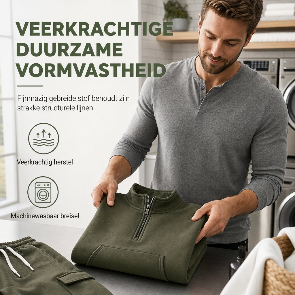 🔥Gratis verzending✈️Twee delig Herenset met sweatshirt met halve rits en cargobroek met joggingpasvorm