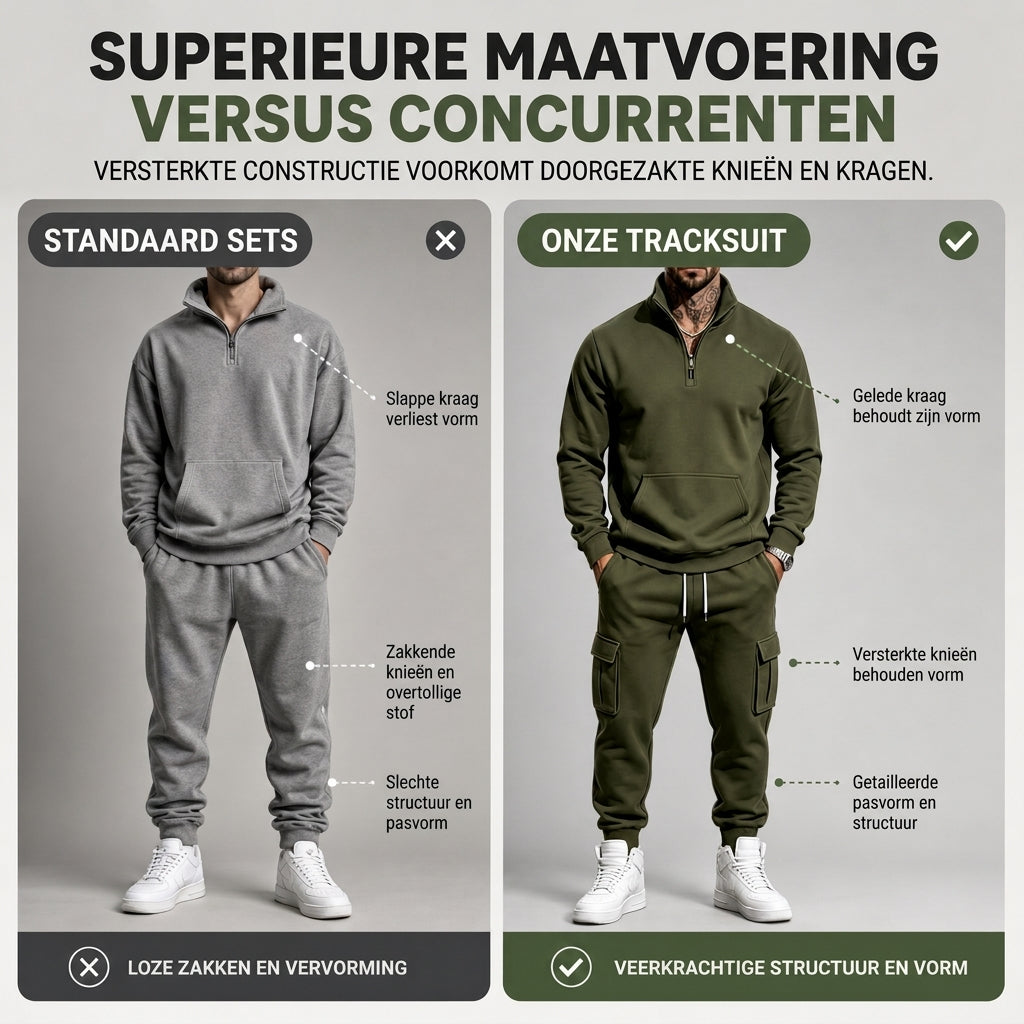 🔥Gratis verzending✈️Twee delig Herenset met sweatshirt met halve rits en cargobroek met joggingpasvorm