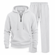 🔥Gratis verzending✈️Casual tweedelige trainingsset voor heren van wafelstructuur: hoodie met halve rits en broek met rechte pijpen