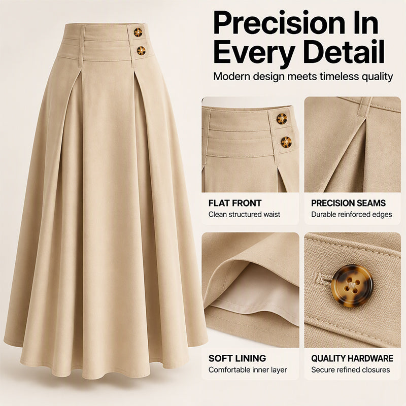🔥Gratis verzending✈️Vrouwen Hoog Taille Plooien A-Lijn Maxi Rok