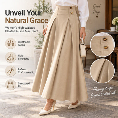 🔥Gratis verzending✈️Vrouwen Hoog Taille Plooien A-Lijn Maxi Rok