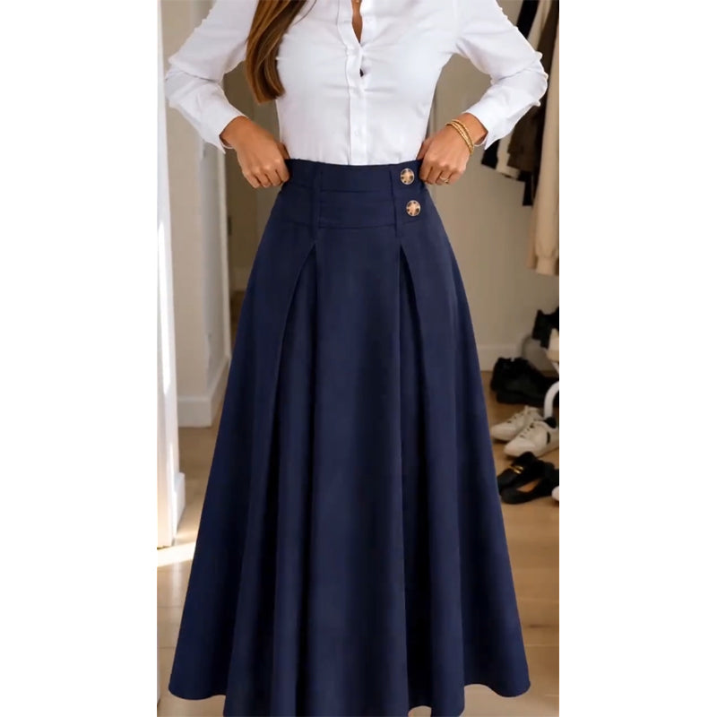 🔥Gratis verzending✈️Vrouwen Hoog Taille Plooien A-Lijn Maxi Rok