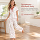 😍Dames Pyjamaset met Print: Korte Mouwen Top en Lange Broek, Comfortabele Rekbare Loungewear
