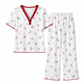 😍Dames Pyjamaset met Print: Korte Mouwen Top en Lange Broek, Comfortabele Rekbare Loungewear