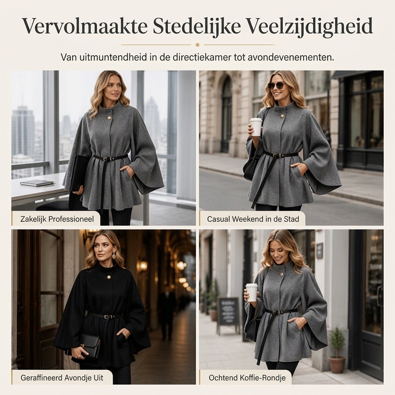 🔥Gratis verzending✈️Elegante Damescape met Staande Kraag