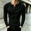 💪Heren Casual Slim Fit Geribde Henley T-Shirt