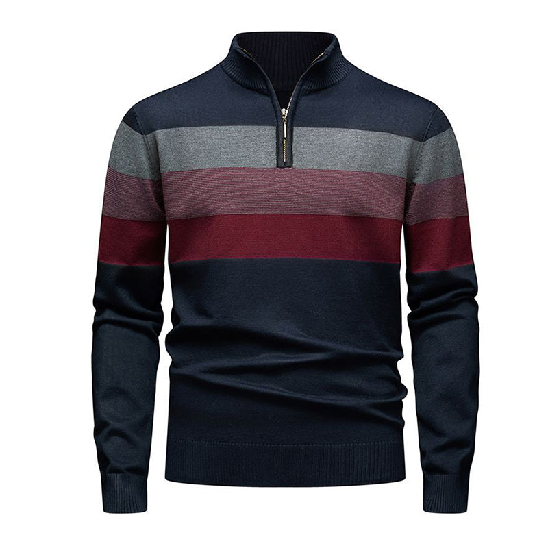 🔥Gratis verzending✈️Casual herentrui met halve rits en strepen in slim fit