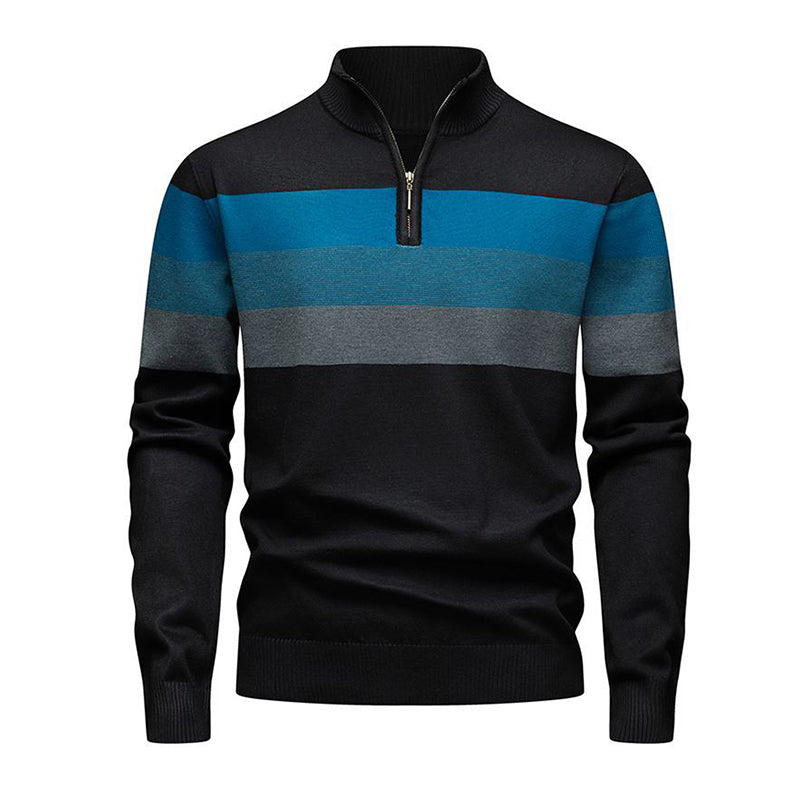 🔥Gratis verzending✈️Casual herentrui met halve rits en strepen in slim fit