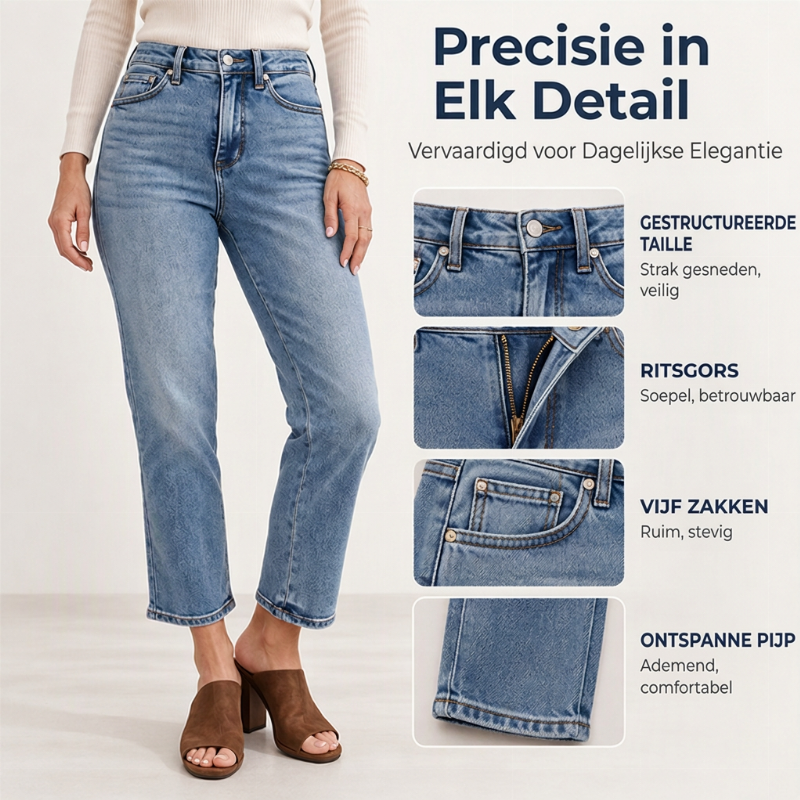 🔥Gratis verzending✈️Dames jeans met hoge taille, cropped en rechte pijpen