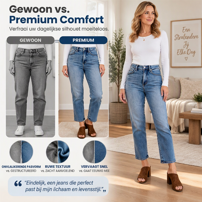 🔥Gratis verzending✈️Dames jeans met hoge taille, cropped en rechte pijpen