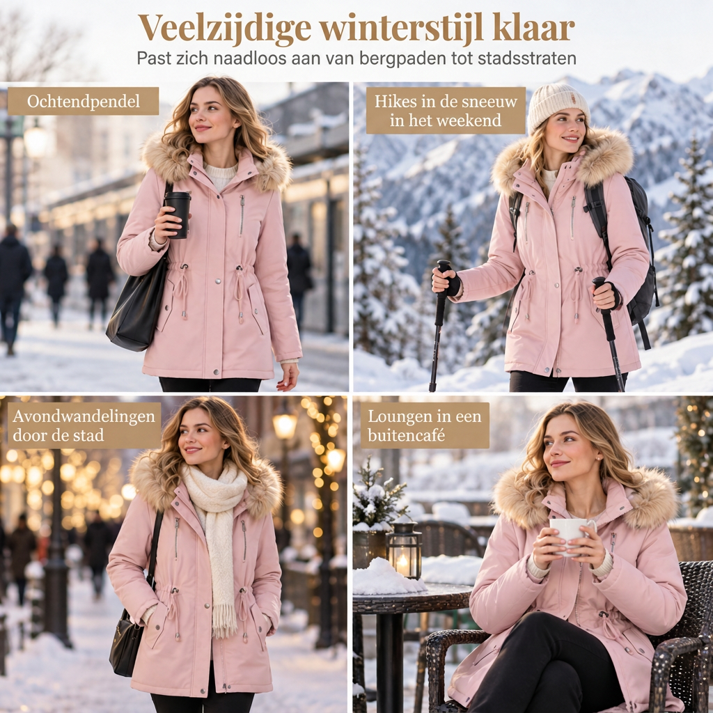 🔥Gratis verzending✈️Dames winterparka-jas met imitatiebont capuchon