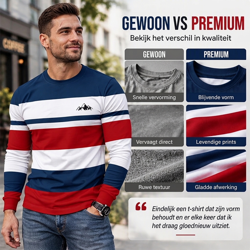 😍🥼Gestreept shirt met ronde hals en lange mouwen voor heren