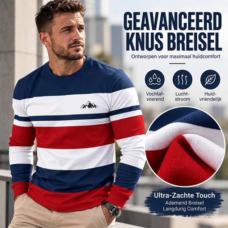 😍🥼Gestreept shirt met ronde hals en lange mouwen voor heren