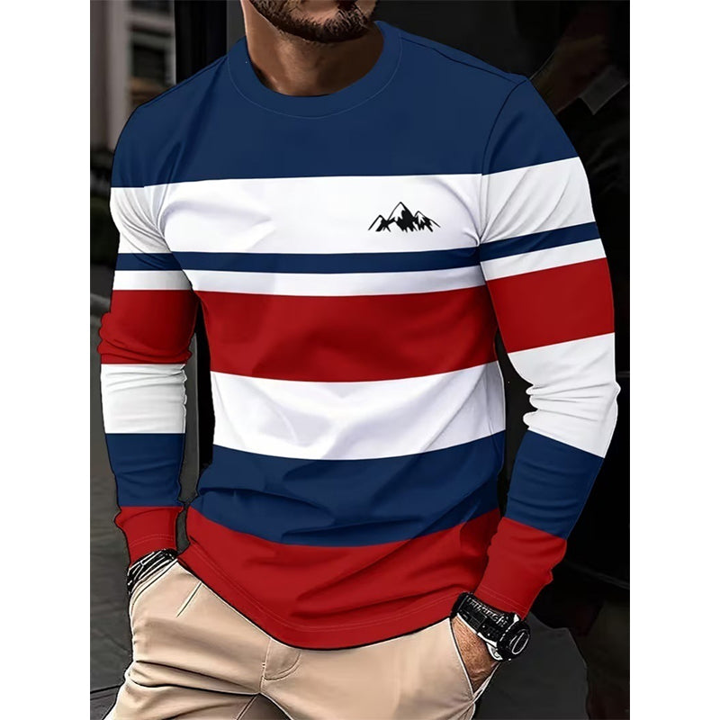 😍🥼Gestreept shirt met ronde hals en lange mouwen voor heren