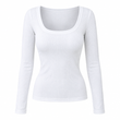 😍Vrouwen vierkante hals lange mouwen geribbelde gebreide slim fit T-shirt