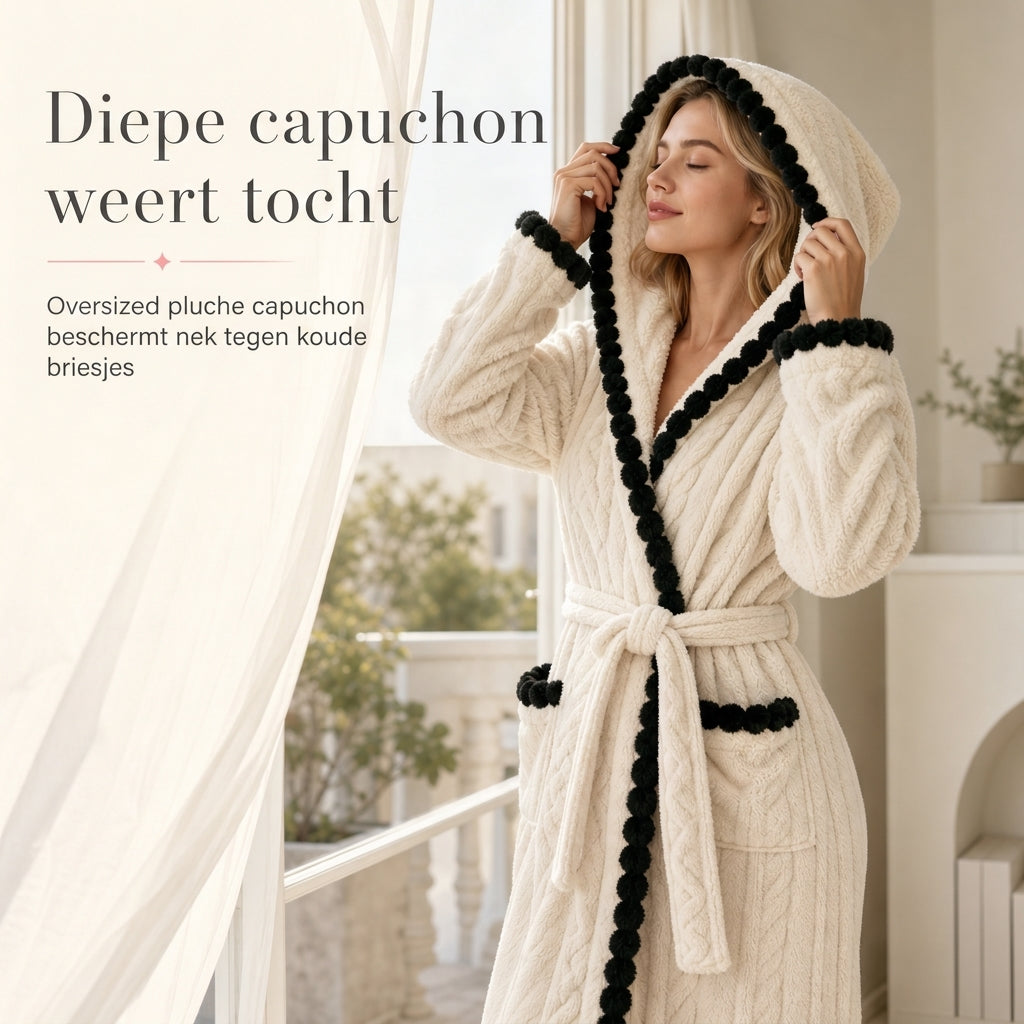 🔥Gratis verzending✈️Dikke badjas van gebreid pluche met lange mouwen