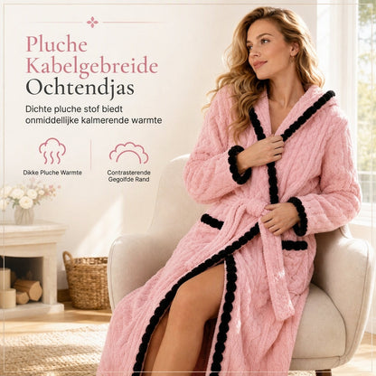 🔥Gratis verzending✈️Dikke badjas van gebreid pluche met lange mouwen