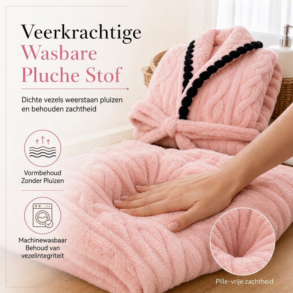 🔥Gratis verzending✈️Dikke badjas van gebreid pluche met lange mouwen