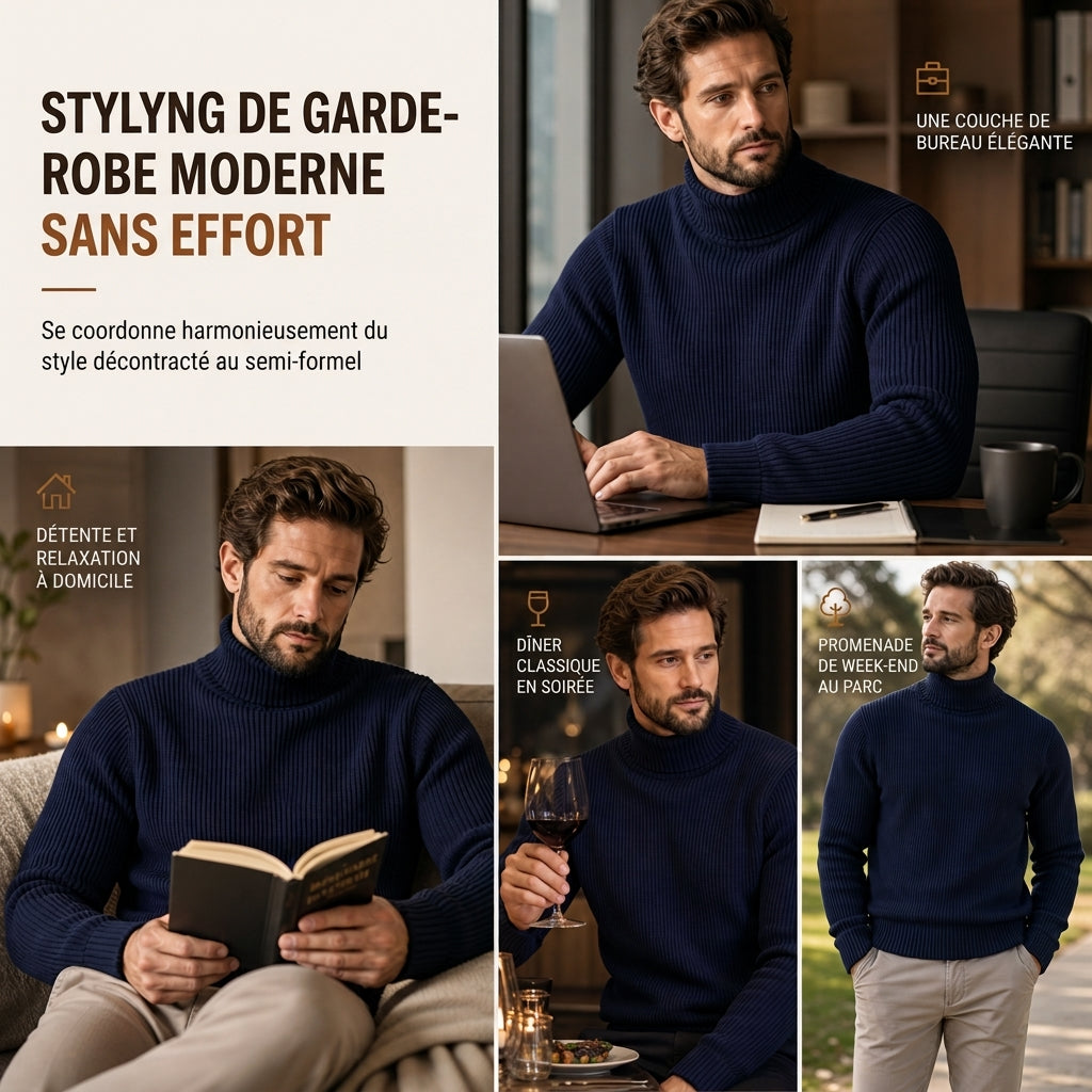 ✨ Zin in een strakke gebreide coltrui voor heren? Gestructureerde kraag en getailleerde pasvorm, makkelijk te dragen 🧶