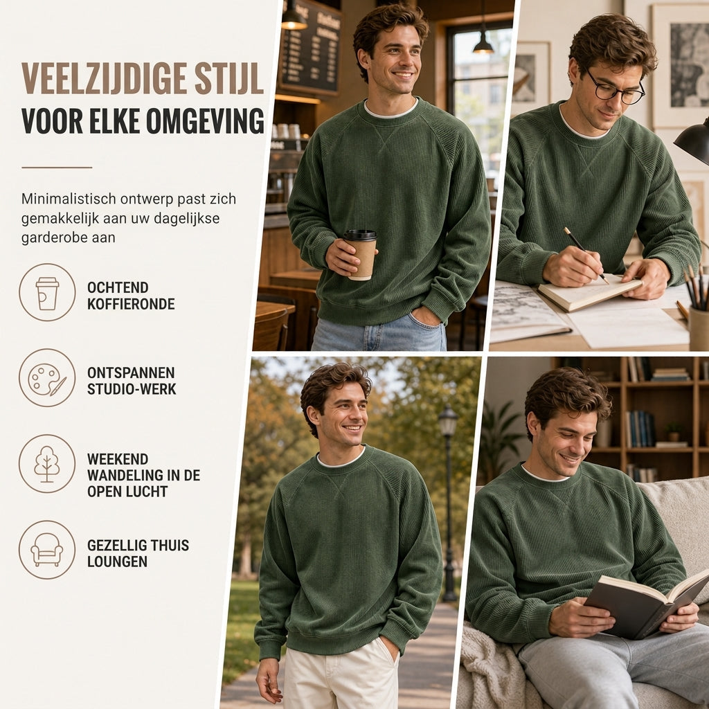 🔥Gratis verzending✈️Heren corduroy ronde hals lange mouwen pullover sweatshirt