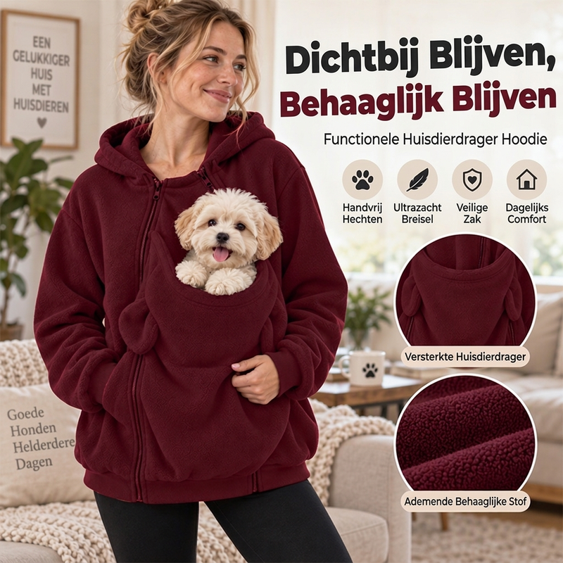 😍Een onmisbaar item voor huishoudens met huisdieren❤️Kangaroo Pocket Huisdierendraagcapuchon
