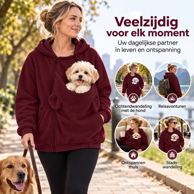 😍Een onmisbaar item voor huishoudens met huisdieren❤️Kangaroo Pocket Huisdierendraagcapuchon