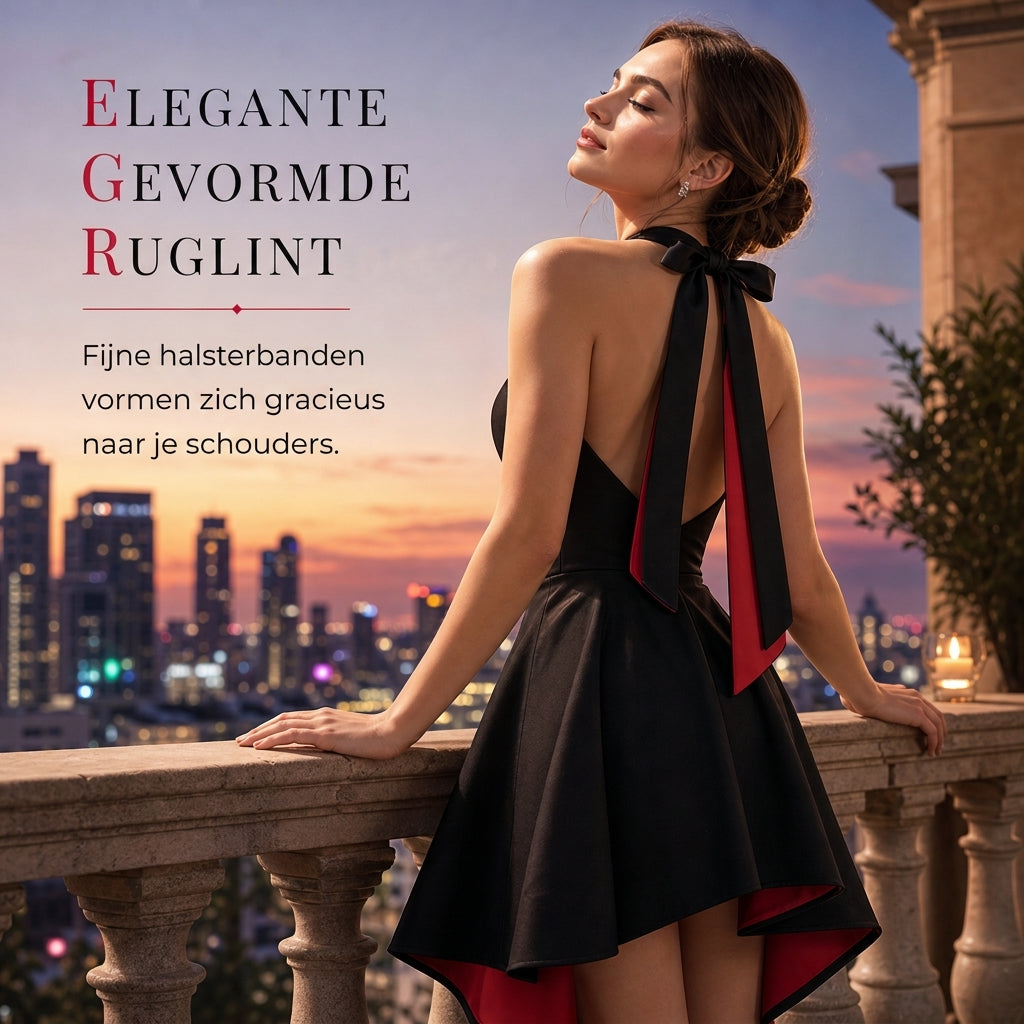 🔥Gratis verzending✈️Elegante vrouwenjurk met zwarte kleurblokken, getailleerd en met middelvormend ontwerp voor feestjes