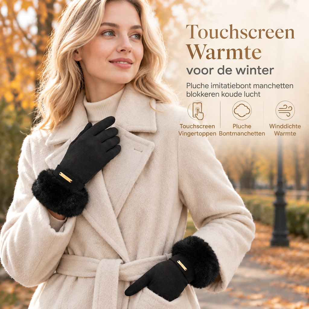 🔥Dames Winter Thermische Touchscreen Handschoenen Winddicht Warme Handschoenen voor Buitenfietsen en Autorijden