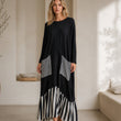 🔥Gratis verzending✈️Dames Gestreepte Patchwork Lange Mouw Maxi Jurk