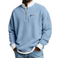 Casual herensweatshirt met wafelpatroon en kwartritssluiting