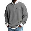 Casual herensweatshirt met wafelpatroon en kwartritssluiting