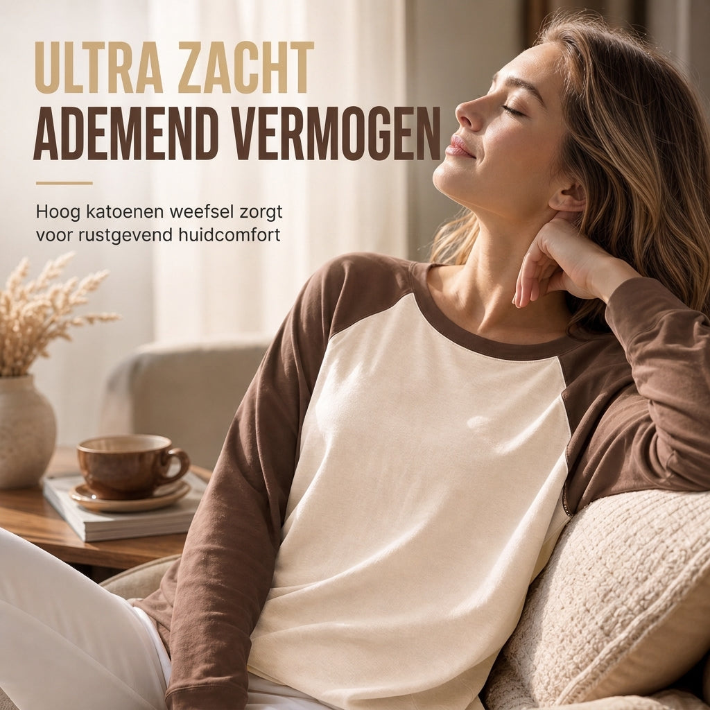 💋Geniet van een 30-daags probleemloos retourbeleid!✅️Casueel los dames T-shirt met ronde hals, lange mouwen en kleurenblok