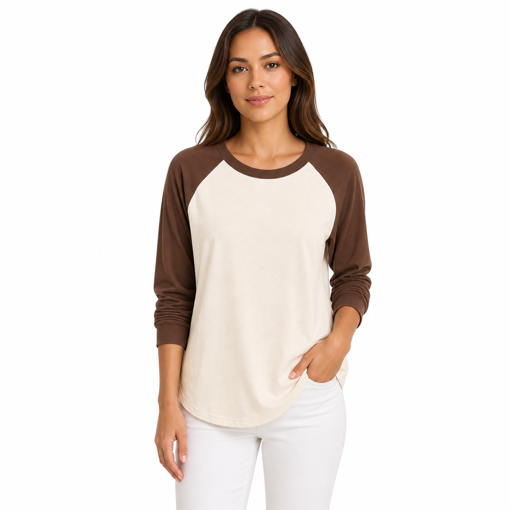 💋Geniet van een 30-daags probleemloos retourbeleid!✅️Casueel los dames T-shirt met ronde hals, lange mouwen en kleurenblok