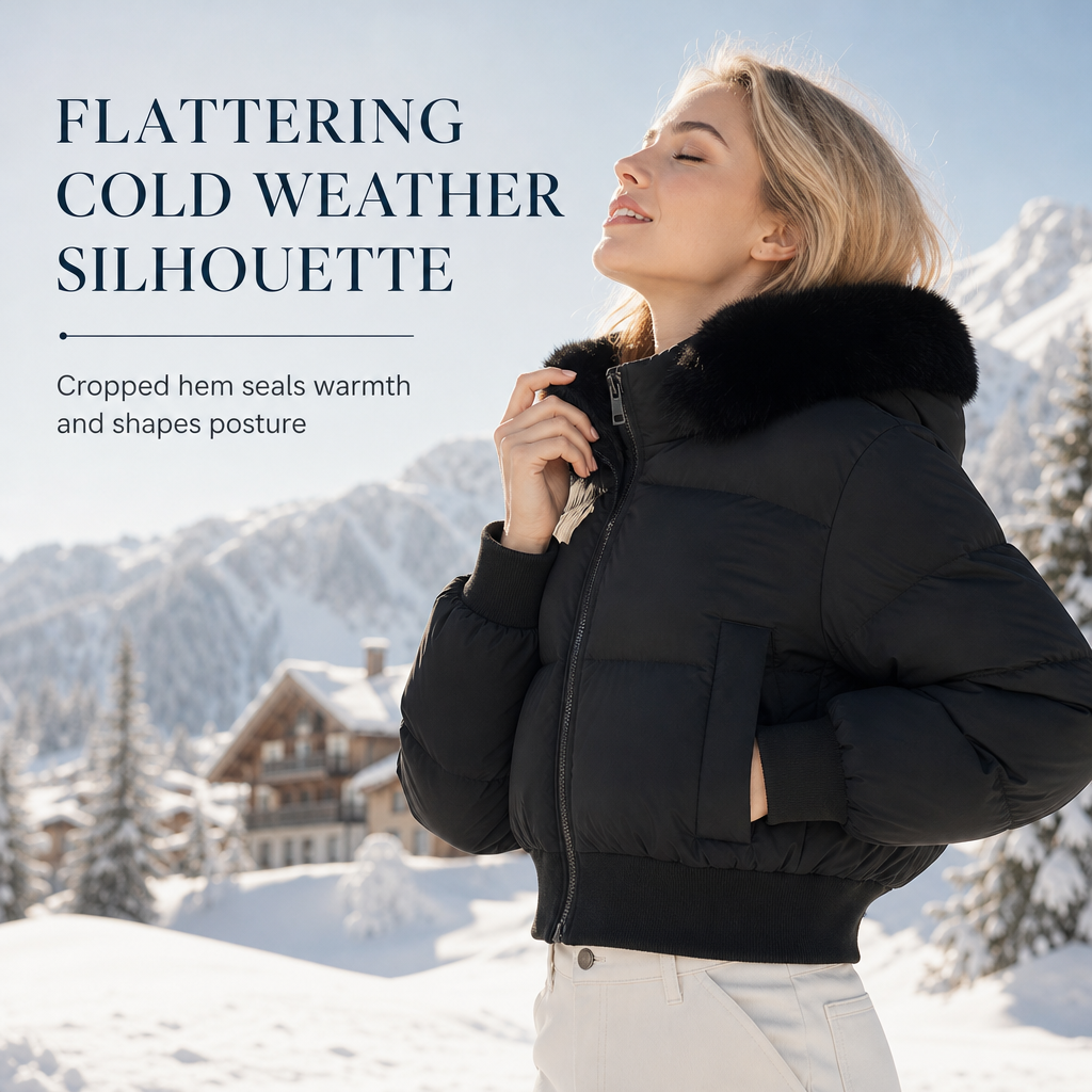 🔥Gratis verzending✈️Dames Winter Korte Gewatteerde Jas met Bontkraag en Capuchon