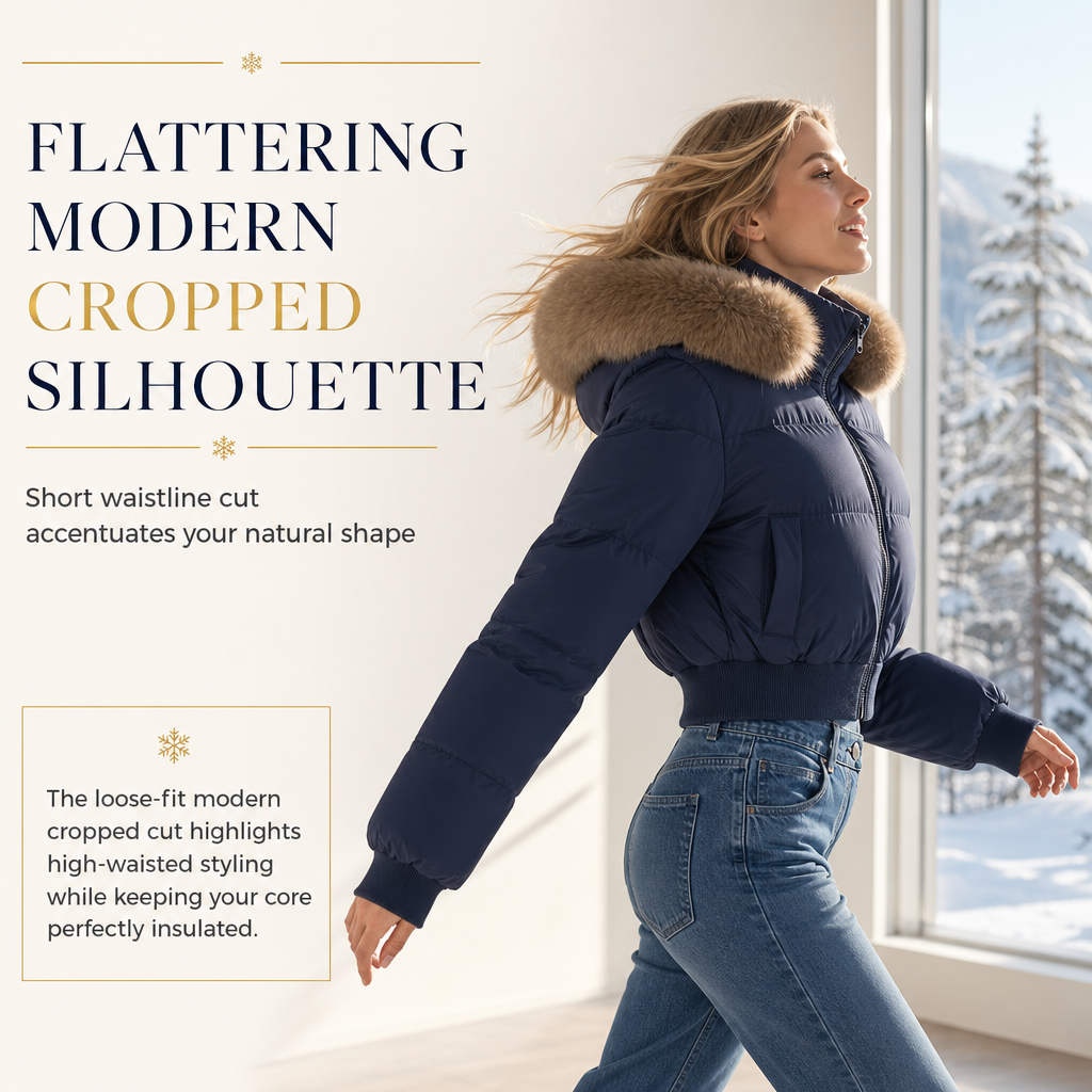 🔥Gratis verzending✈️Dames Winter Korte Gewatteerde Jas met Bontkraag en Capuchon