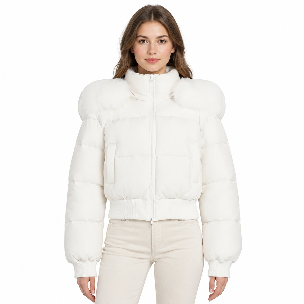 🔥Gratis verzending✈️Dames Winter Korte Gewatteerde Jas met Bontkraag en Capuchon