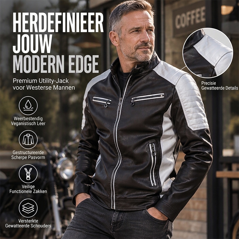🔥Gratis verzending✈️Vintage jas voor heren met staande kraag en patchwork
