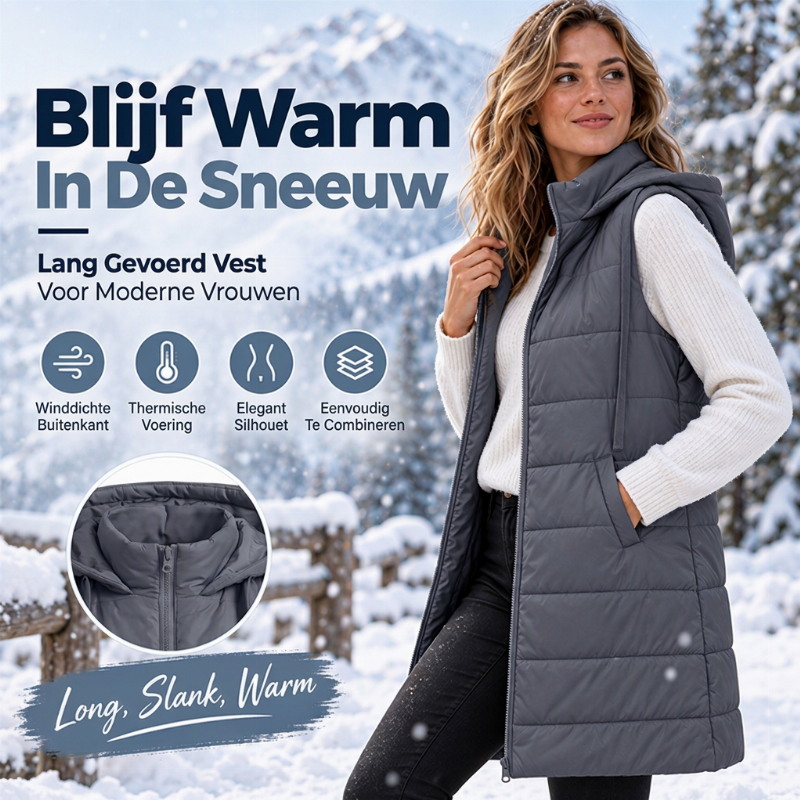 🔥Gratis verzending✈️Dames middel-lengte capuchon gewatteerd vest