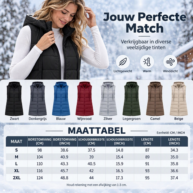 🔥Gratis verzending✈️Dames middel-lengte capuchon gewatteerd vest
