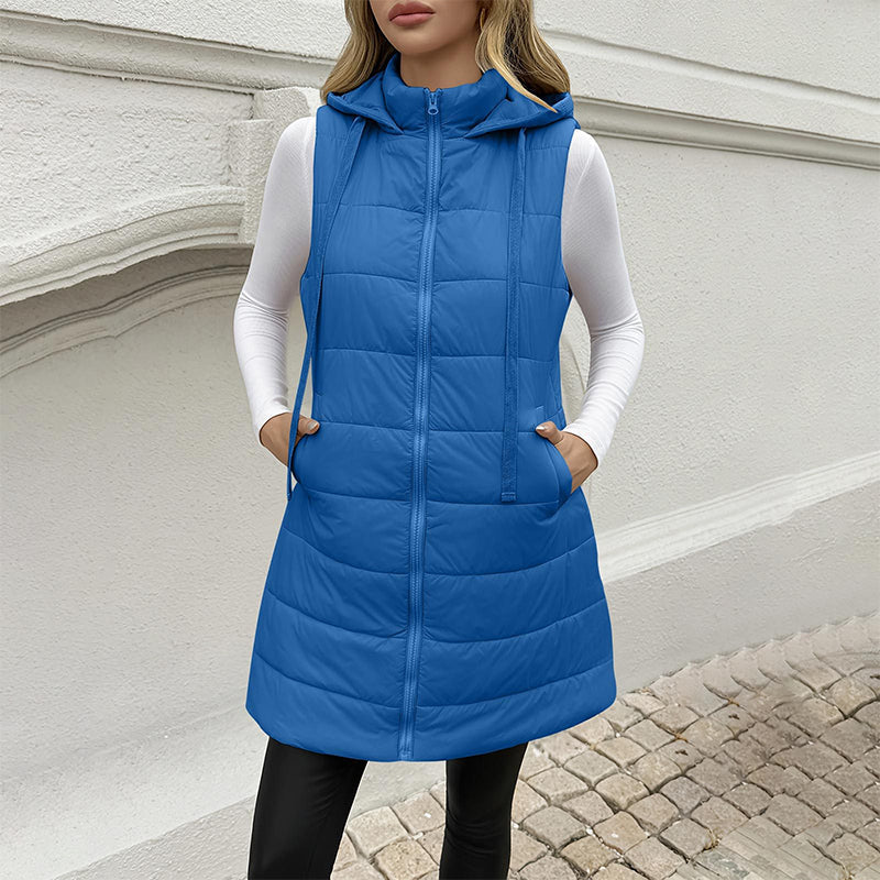 🔥Gratis verzending✈️Dames middel-lengte capuchon gewatteerd vest