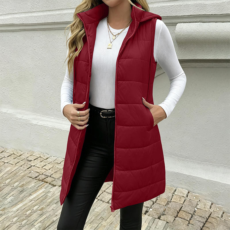 🔥Gratis verzending✈️Dames middel-lengte capuchon gewatteerd vest