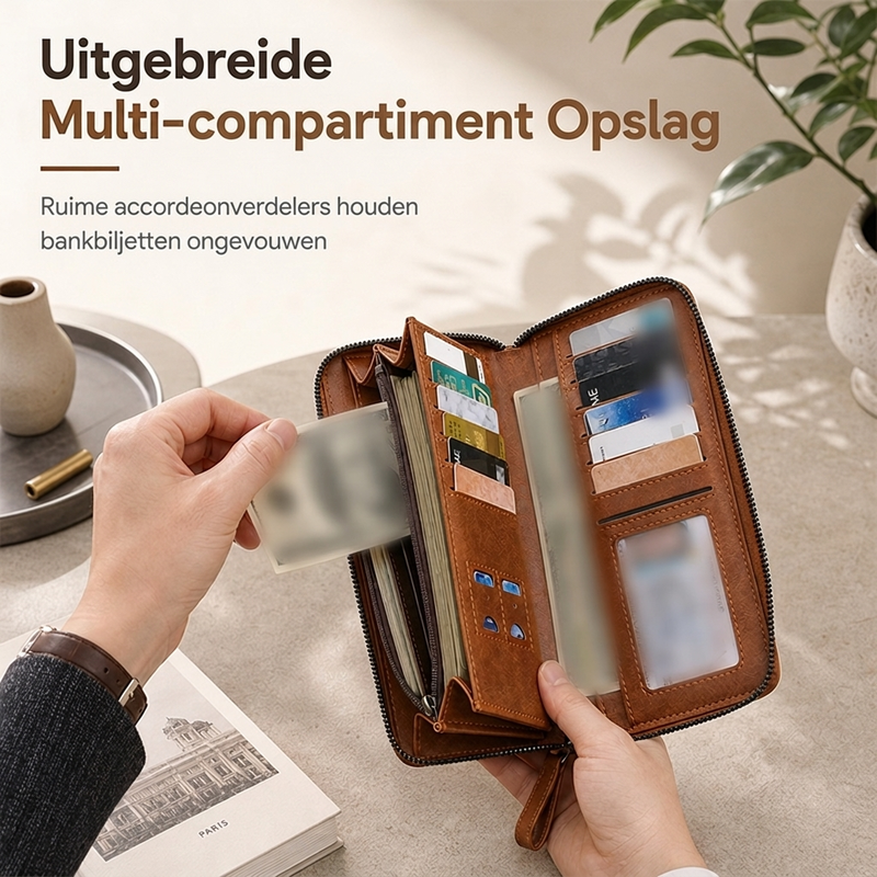 🔥Populair product ！✨Heren Lange Ritsportemonnee Groot Capaciteit Multifunctionele Kaarthouder Klemtas