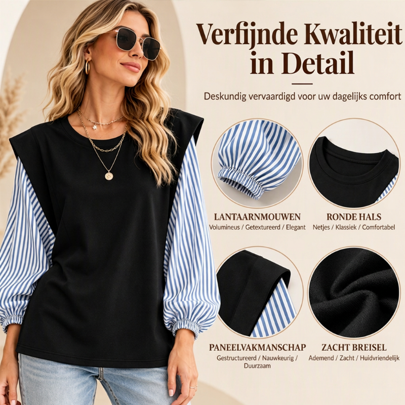 😍Vrouwen Casual Patchwork Lange Mouwen Top