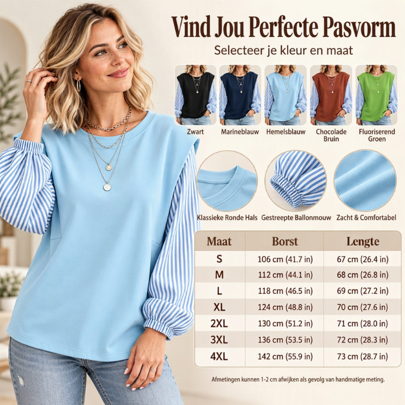 😍Vrouwen Casual Patchwork Lange Mouwen Top
