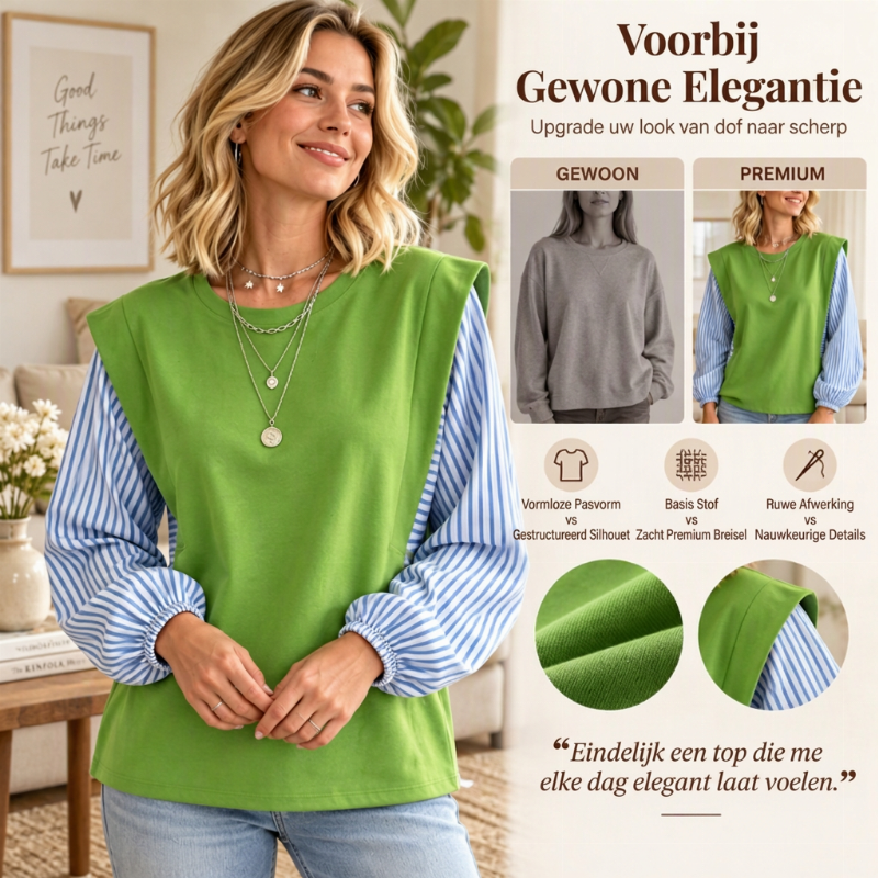 😍Vrouwen Casual Patchwork Lange Mouwen Top
