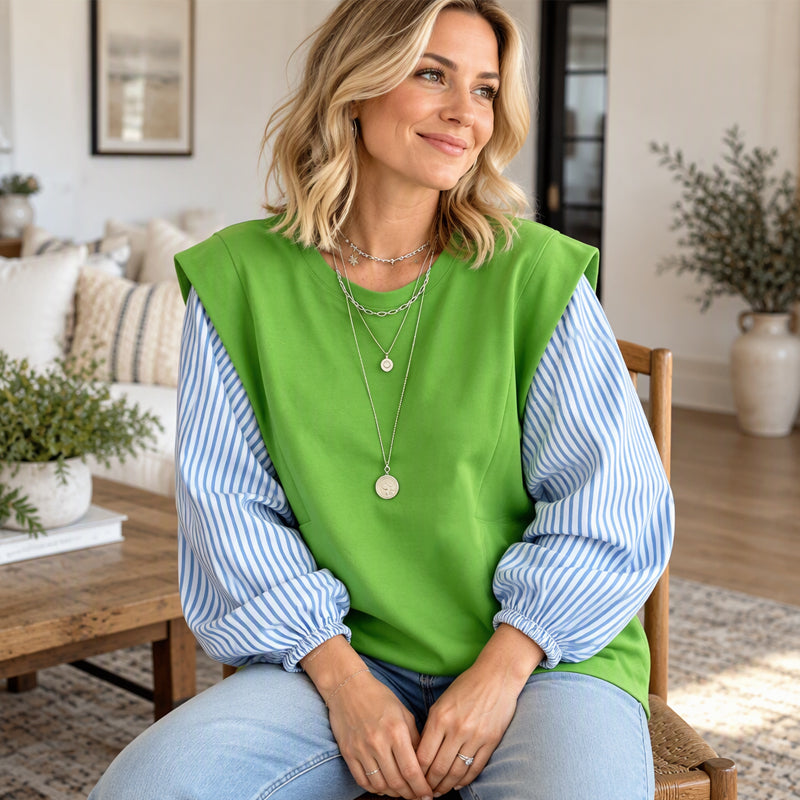 😍Vrouwen Casual Patchwork Lange Mouwen Top