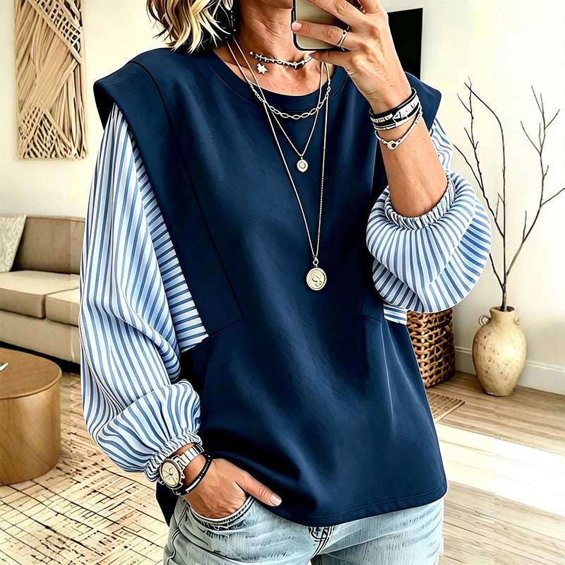 😍Vrouwen Casual Patchwork Lange Mouwen Top